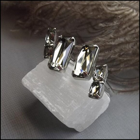 1970s Smokey Topaz Crystals Vintage Cufflinks Signed Swank 15181 - Picture 2 of 8